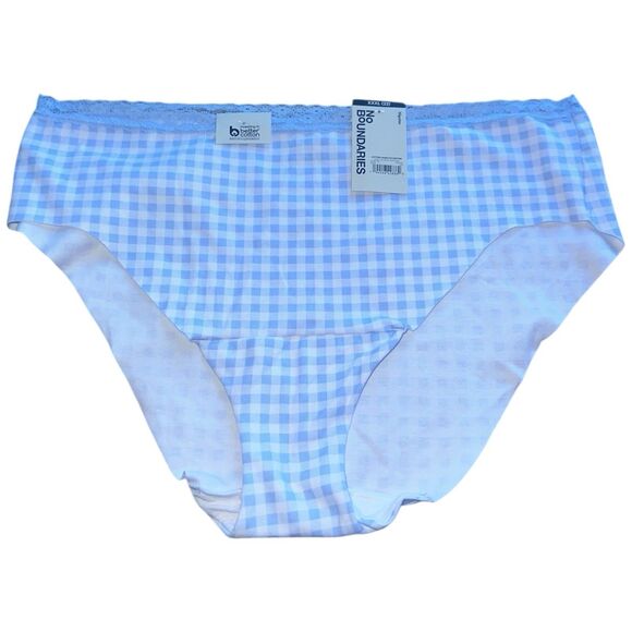 Hipster Lace Trim Panty Blue Gingham Plaid XXXL - Picture 11 of 16